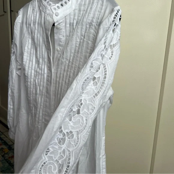 Madewell Pintucked Eyelet Mini Dress in White Cotton size large - Picture 8 of 11